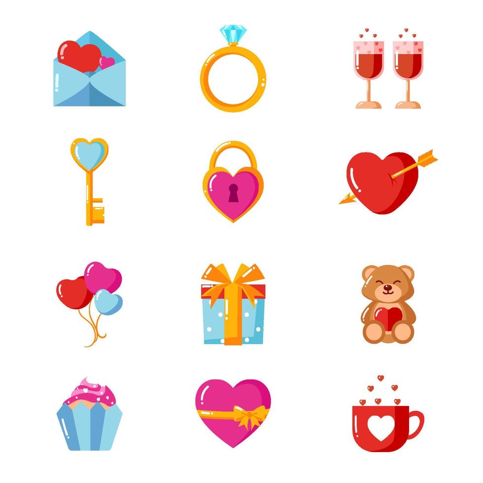 Happy Valentine's Day Icon Set vector