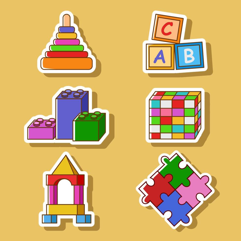 Children Activity Puzzle Sticker Set vector