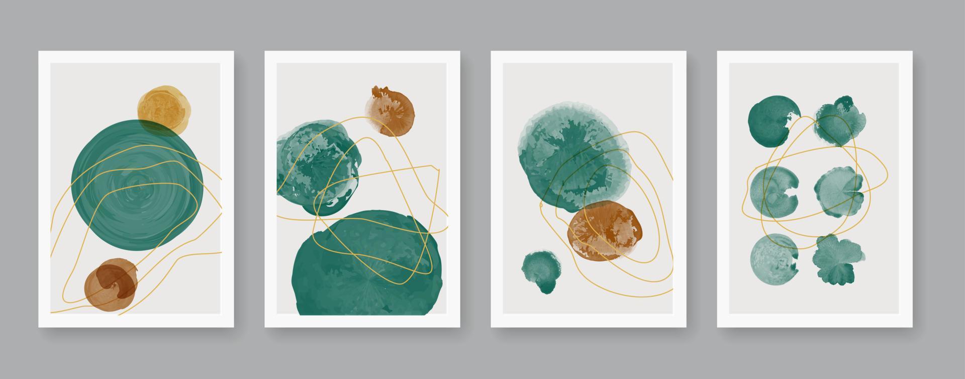 Minimalist hand painted illustrations for wall decoration, postcard or brochure design. vector