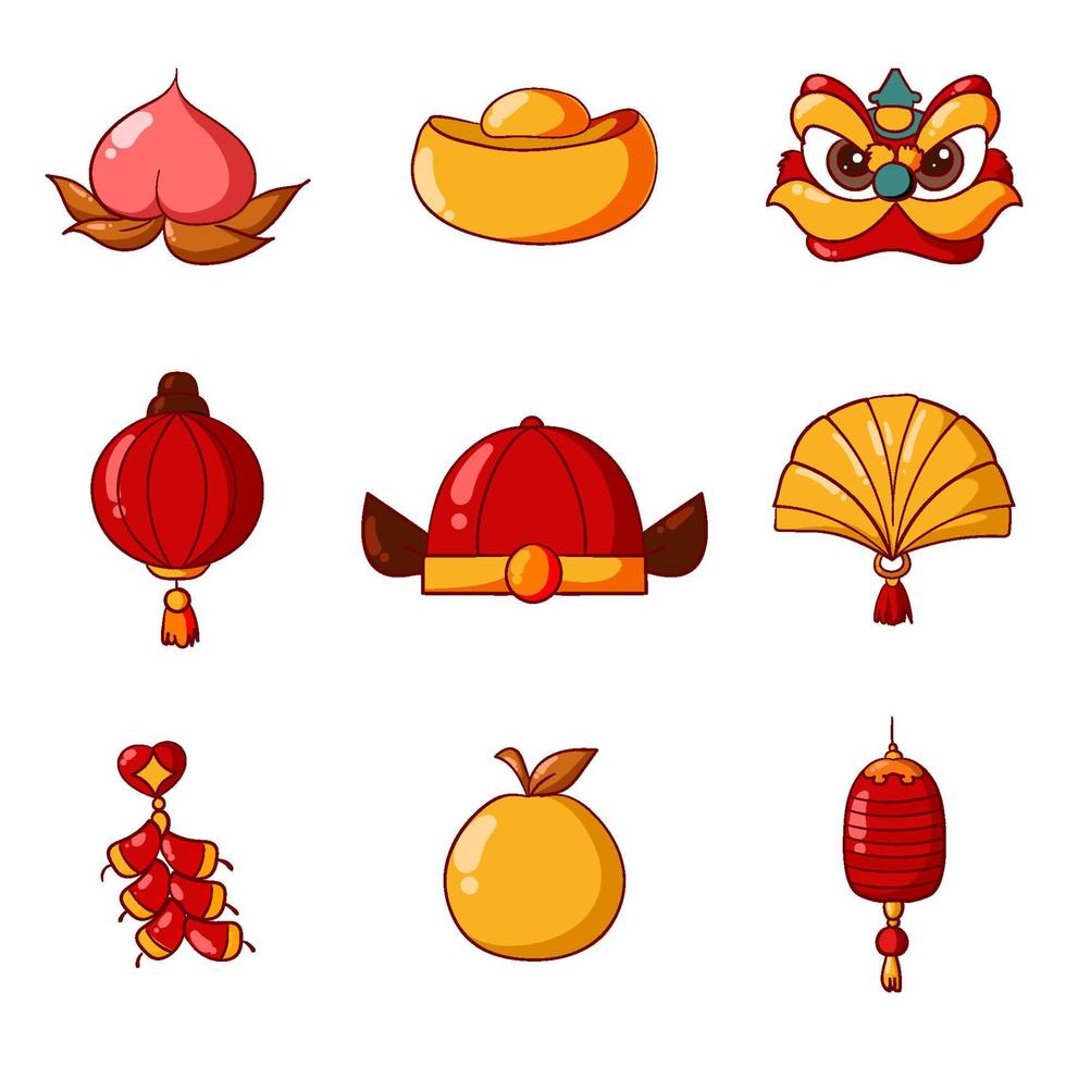 Happy Chinese New Year Icon Set vector
