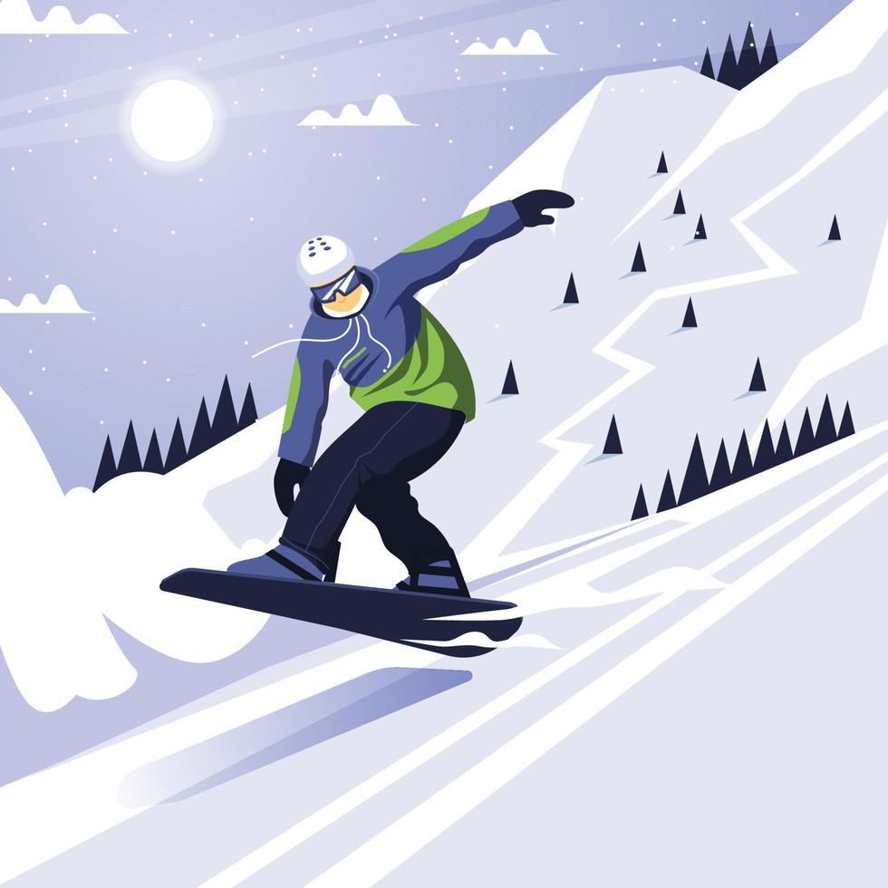 panorama de snowboard de deportes de invierno vector