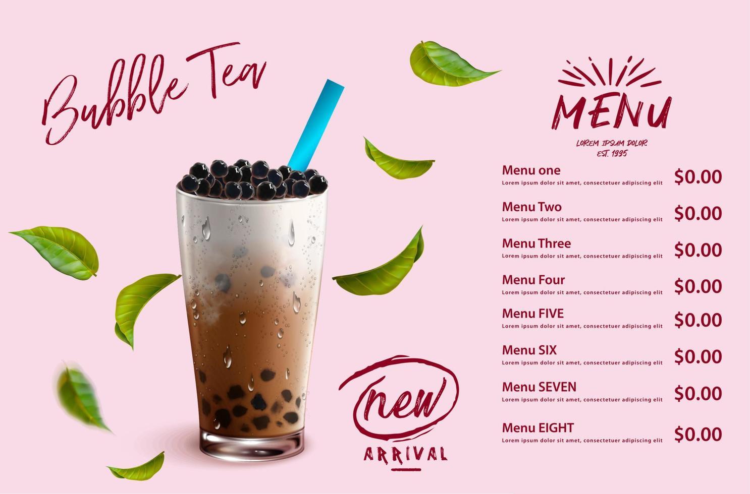 Bubble milk tea, Pearl milk tea , Different sorts of Boba. Yummy drinks. vector