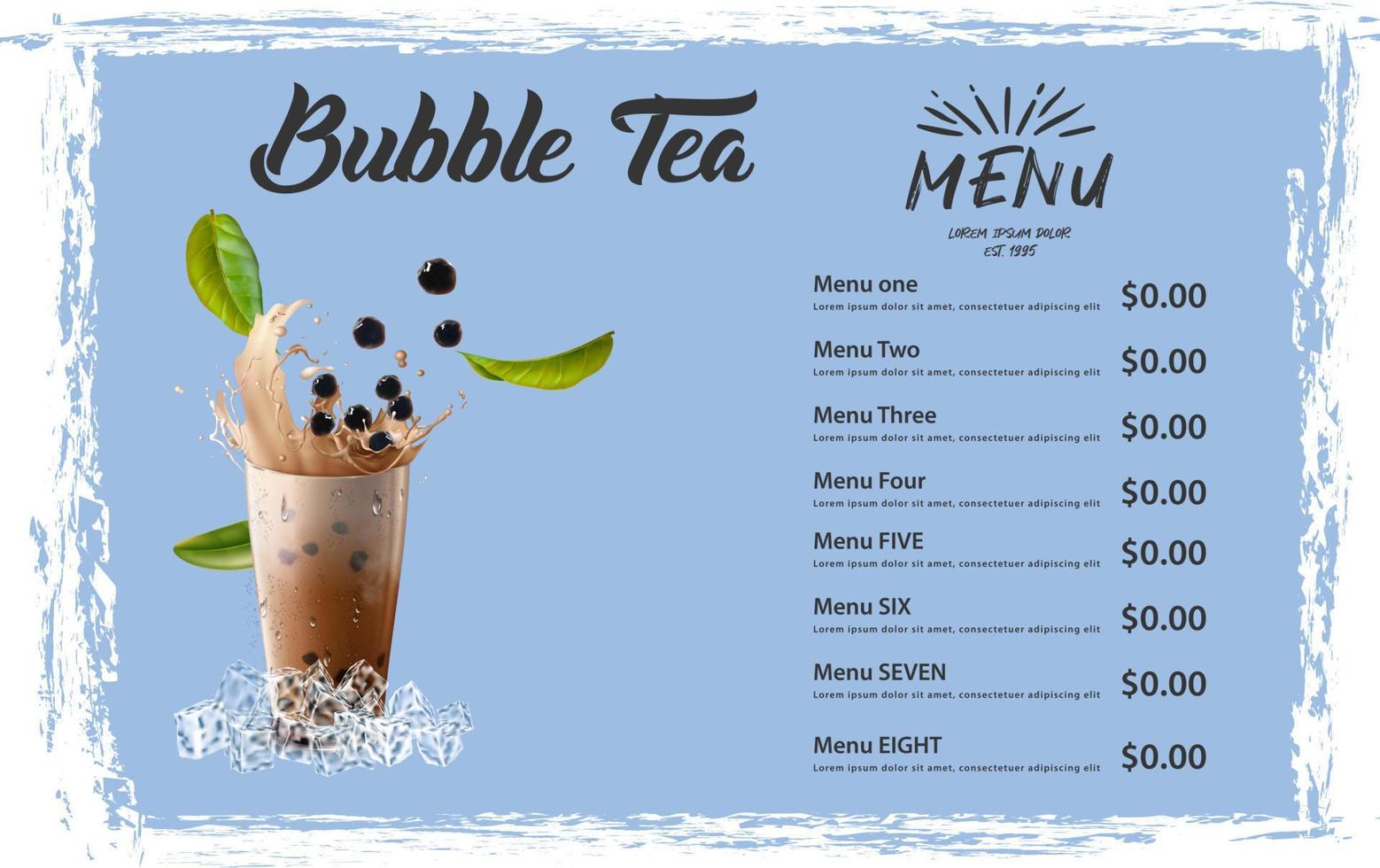 té con leche de burbujas, té con leche de perlas, diferentes tipos de boba. deliciosas bebidas. vector