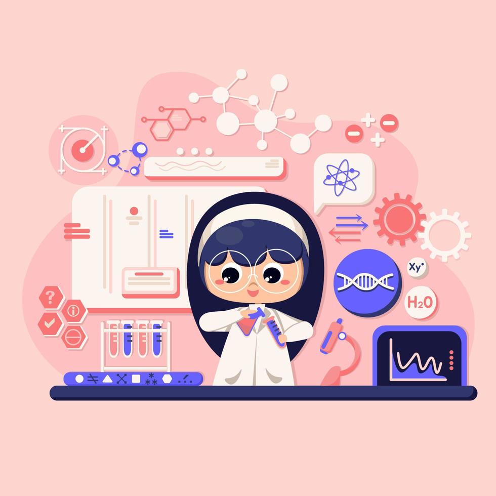 Females Scientist Works in Laboratory vector