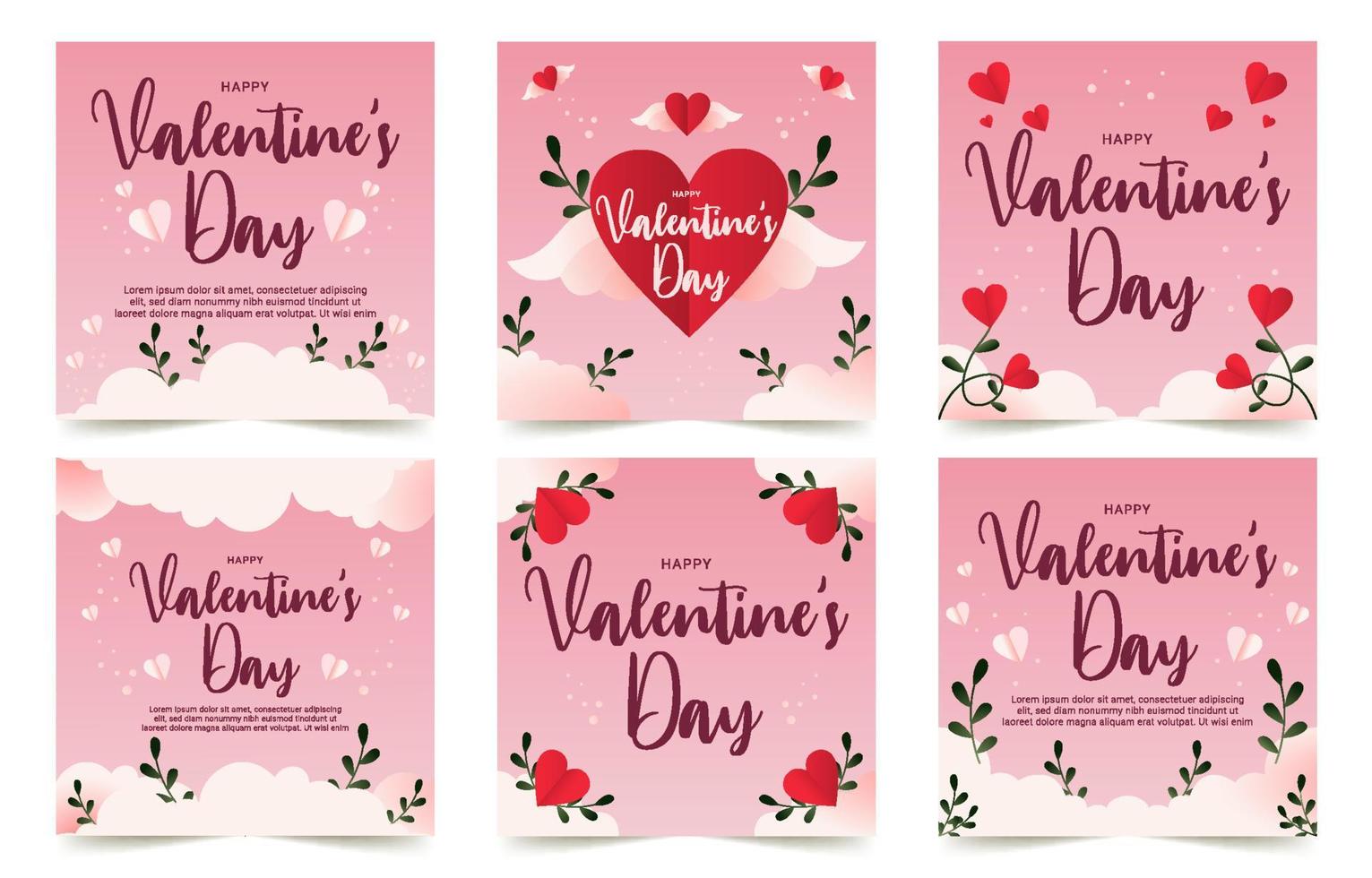 tarjeta de redes sociales del día de san valentín vector