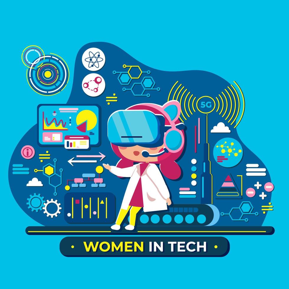 mujeres en concepto de tecnología vector
