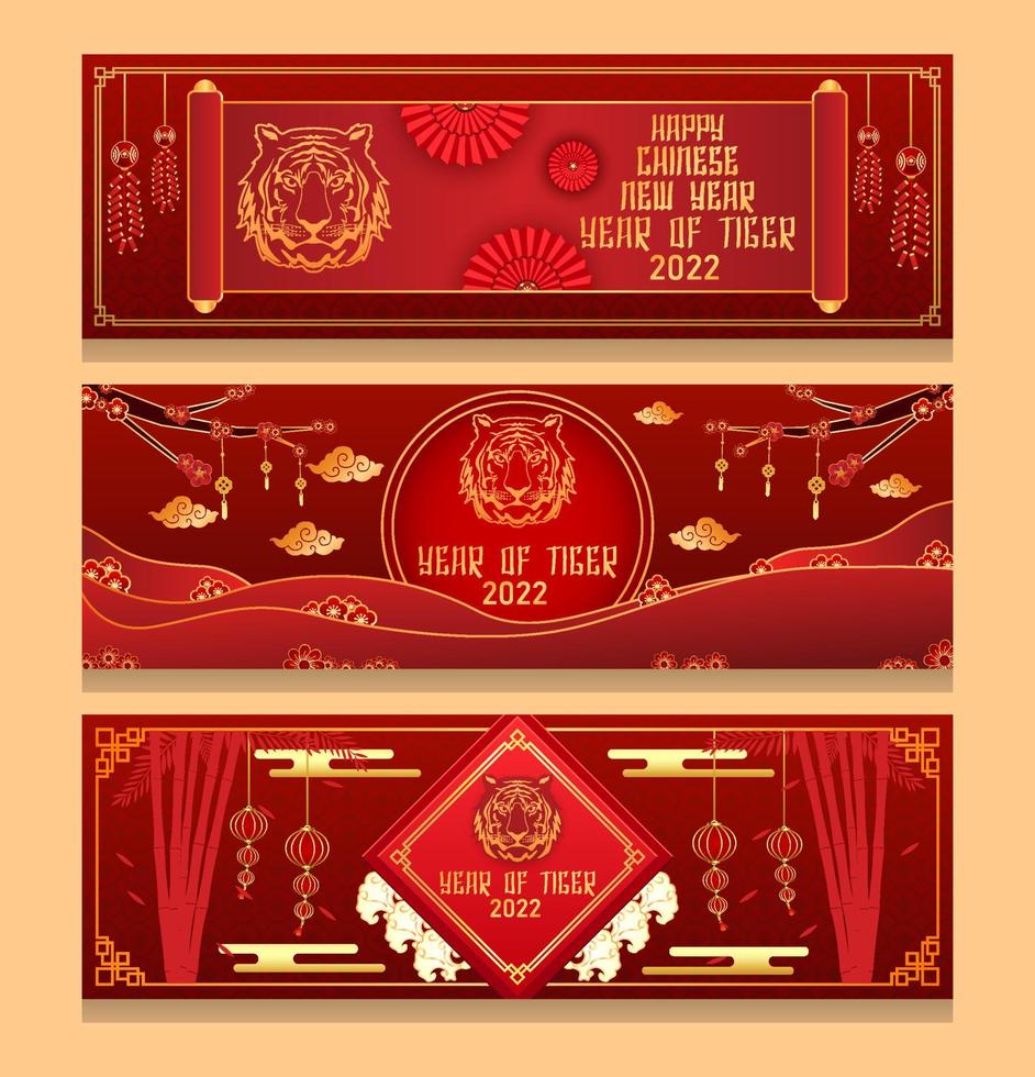 Banner Set of Year of The Tiger vector