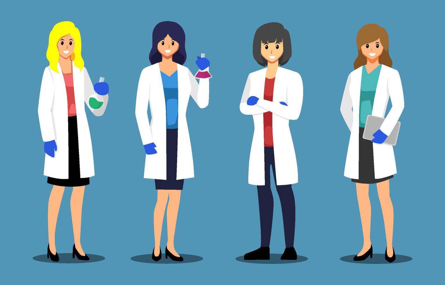 Female Scientist Character Set vector