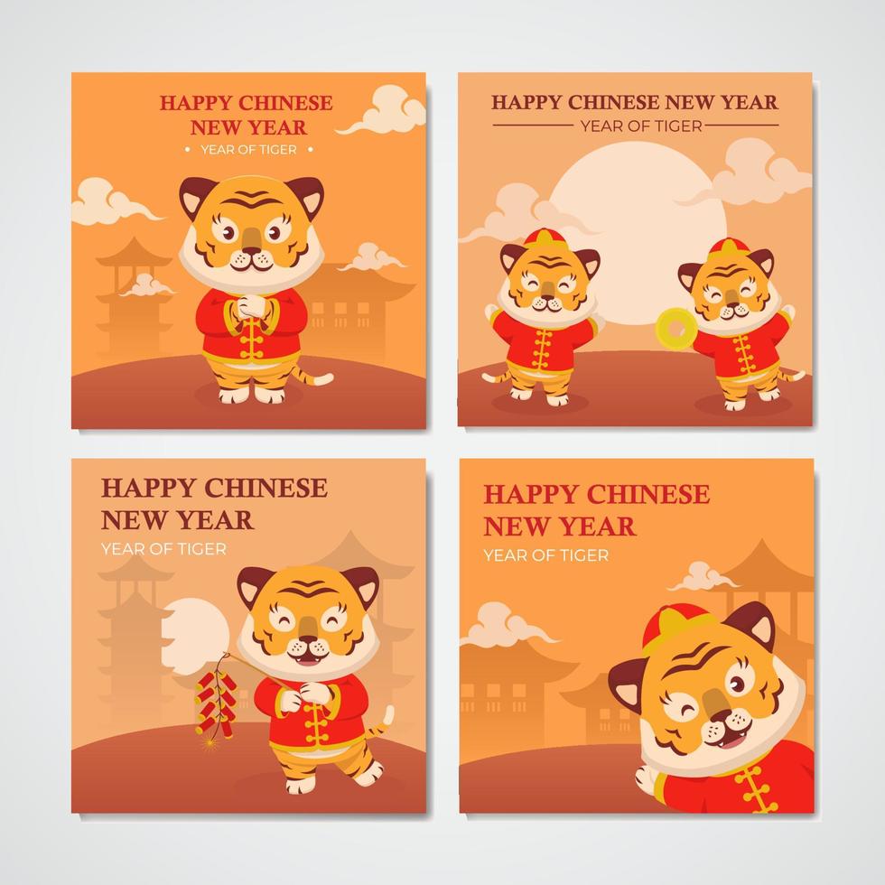 Year of Tiger Social Media Post vector