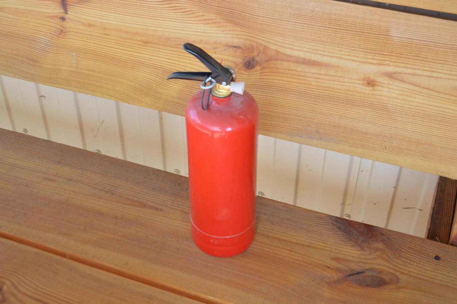 Handheld fire extinguisher to protect home and interior from fire photo