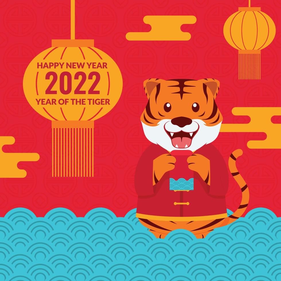 A Tiger Hold Red Packet on Chinese New Year 4089496 Vector Art at Vecteezy