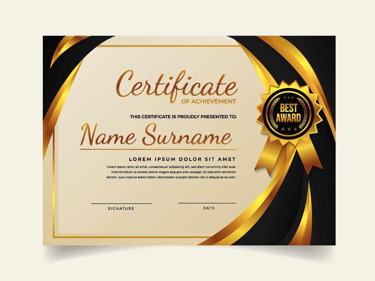 Modern and Luxury Certificate Template vector