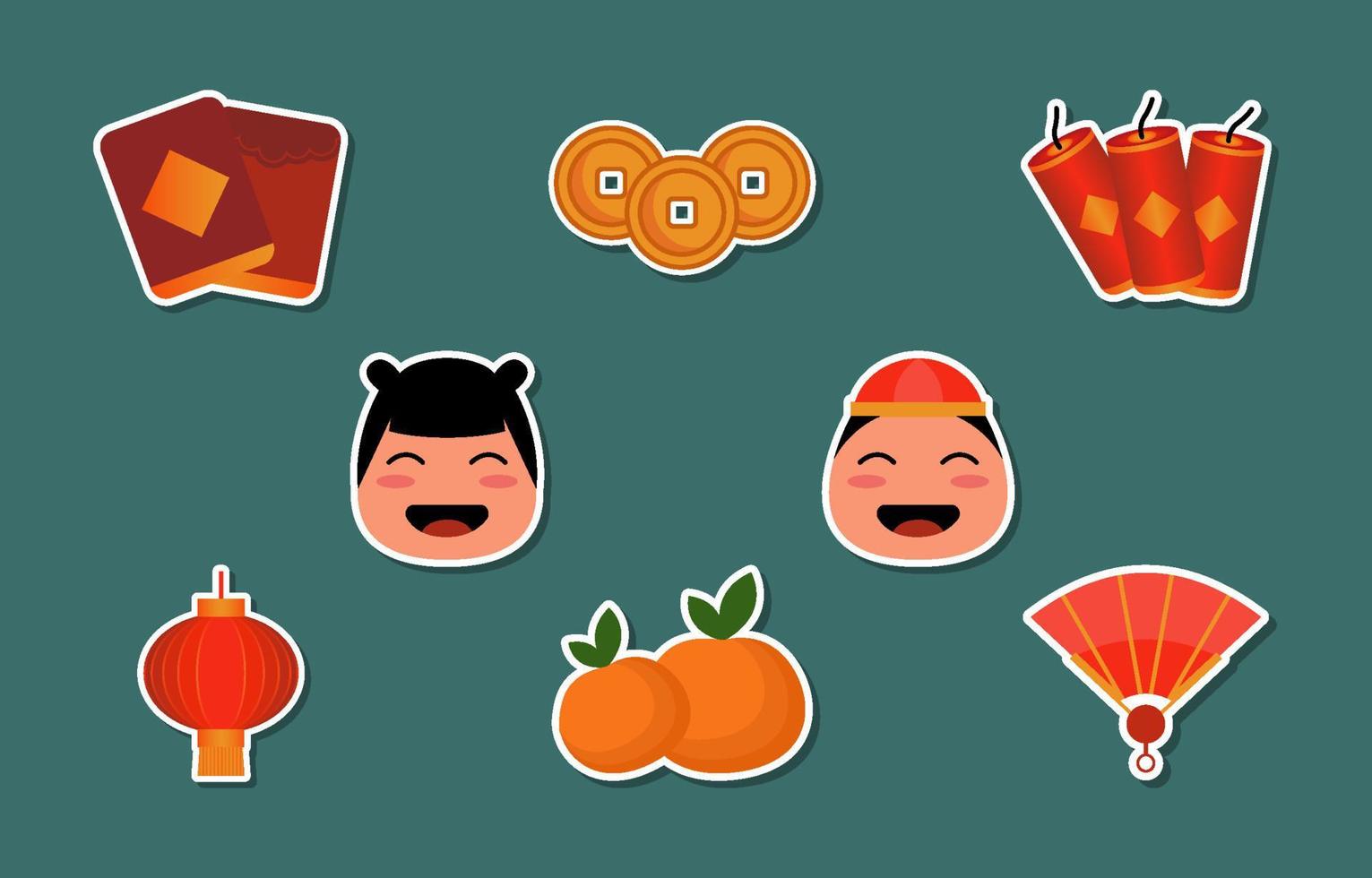 Chinese New Year Gong Xi Fa Cai Sticker Set vector