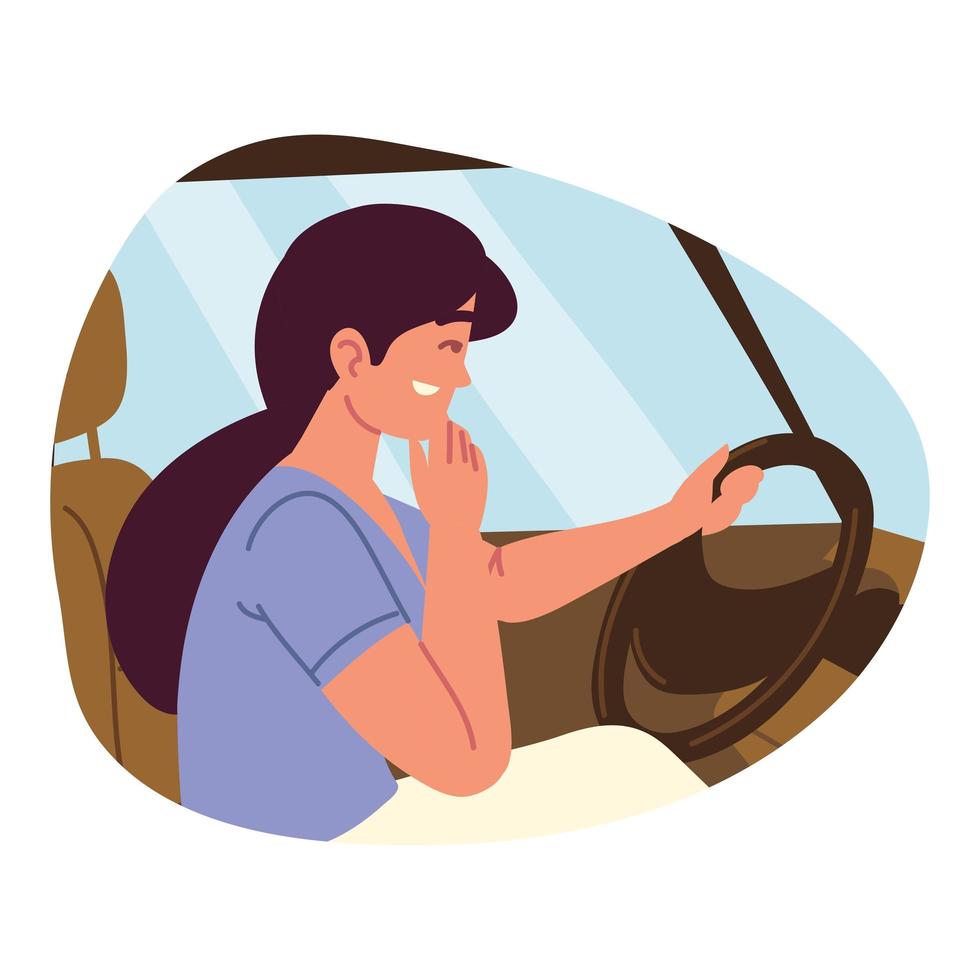 woman driving a car vector
