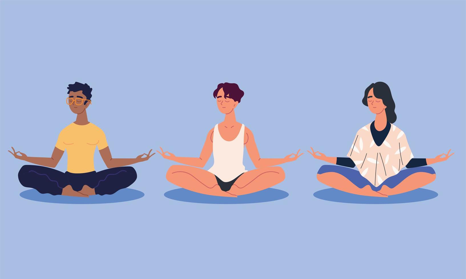 men meditate in lotus pose vector