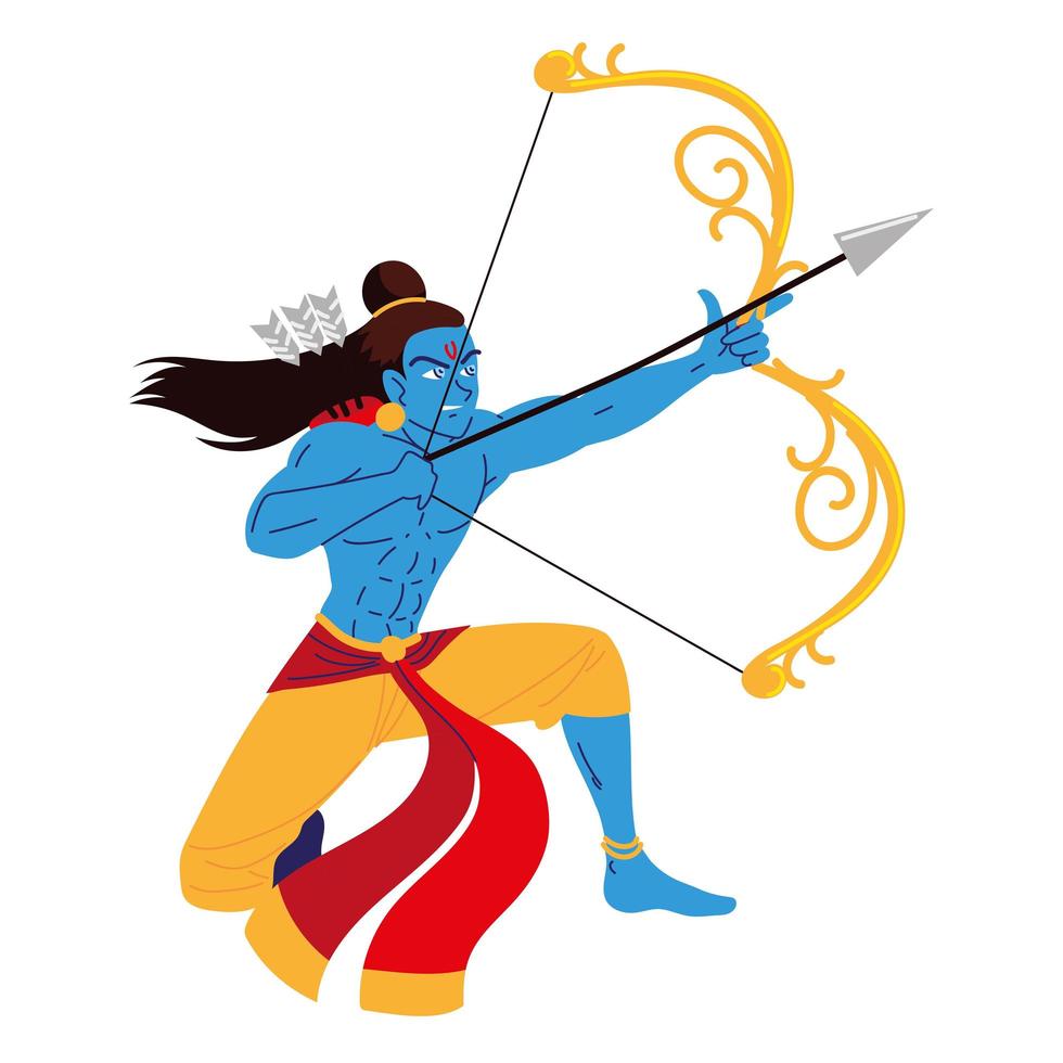 lord rama holding bow and arrow 4097583 Vector Art at Vecteezy