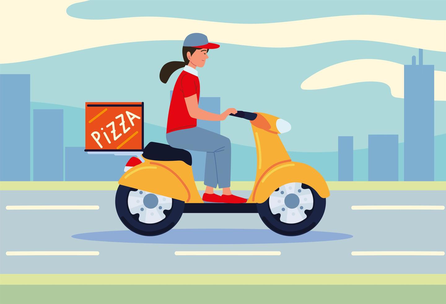 delivery man riding scooter vector