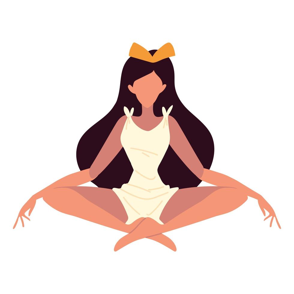 meditating woman lifestyle vector