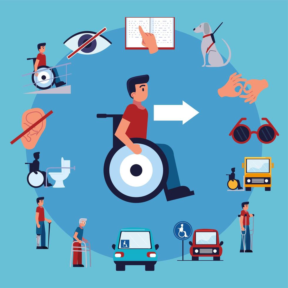 set accessibility disabled people vector