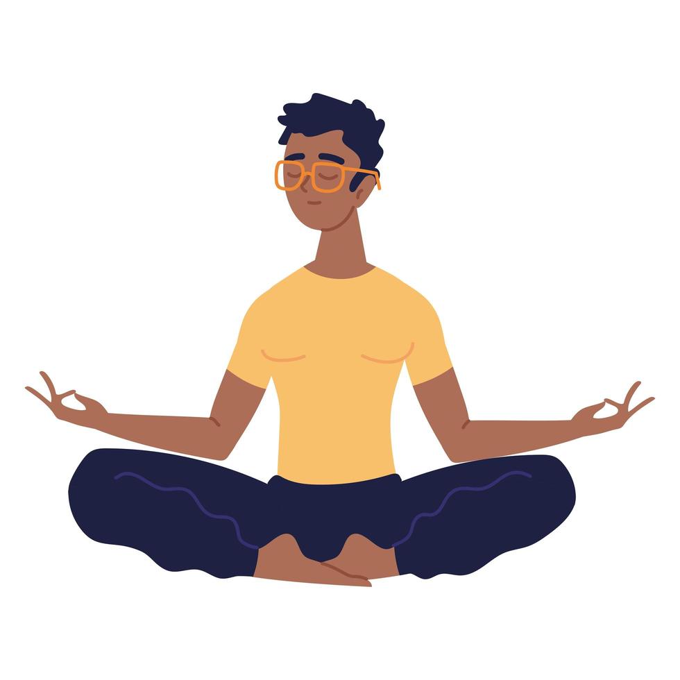 young man meditation pose vector