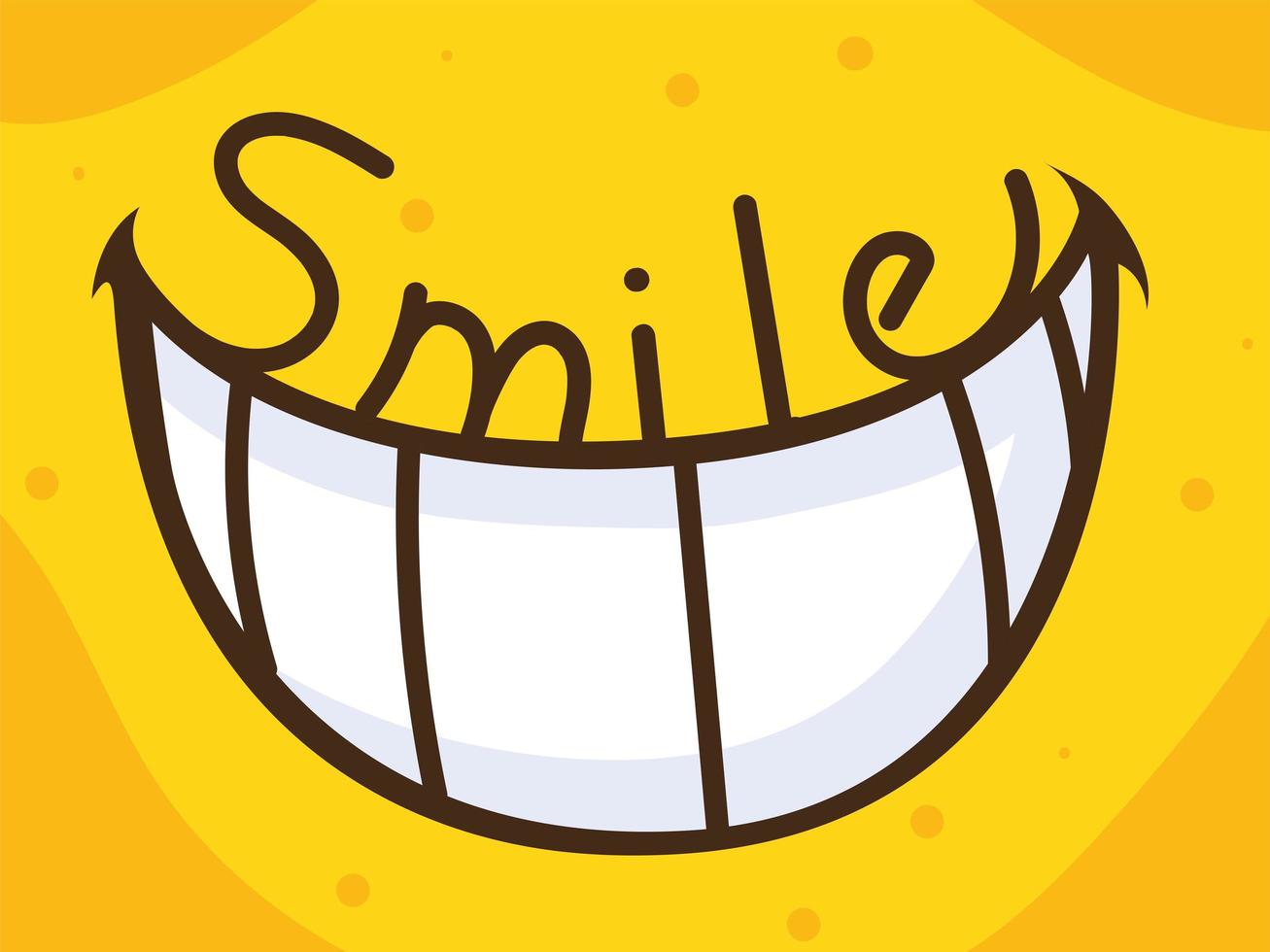 smile text on teeth vector