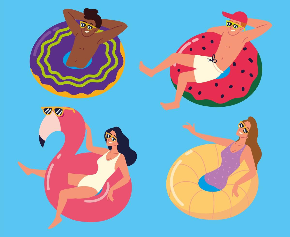 people in the pool vector