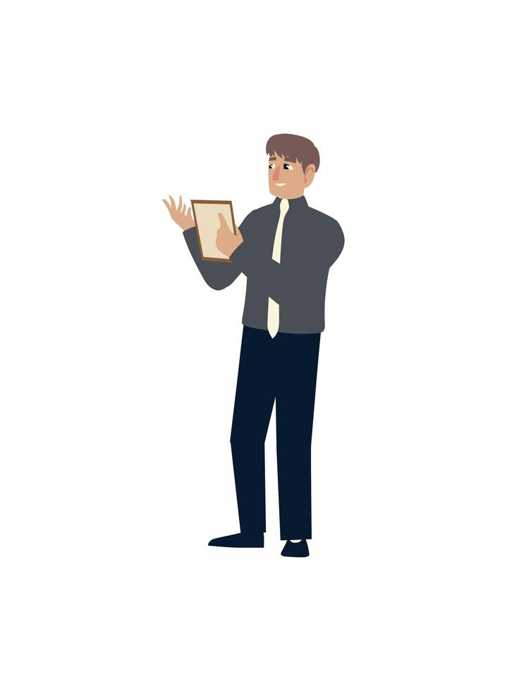 businessman with folder character standing white background vector