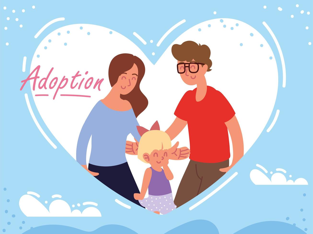 adoption family in heart vector