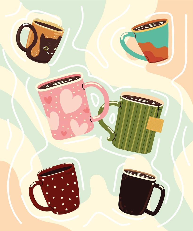 coffee and tea cups vector