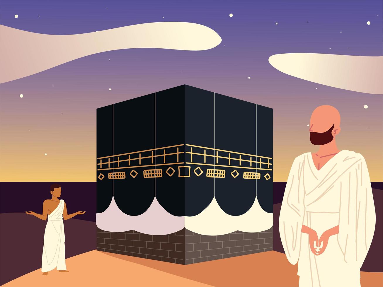islamic pilgrimage ritual vector