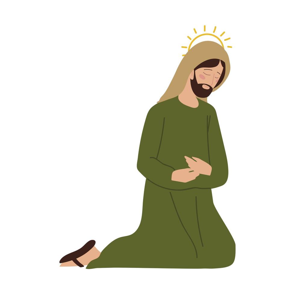 nativity character joseph praying icon design on white background vector