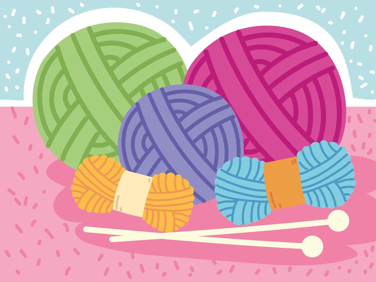 knitting colored balls of wool vector