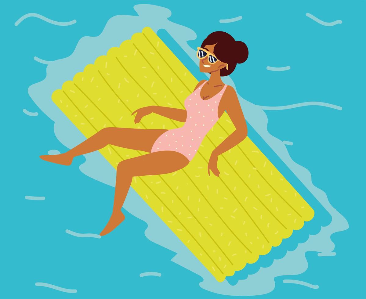woman on floating rubber bed vector