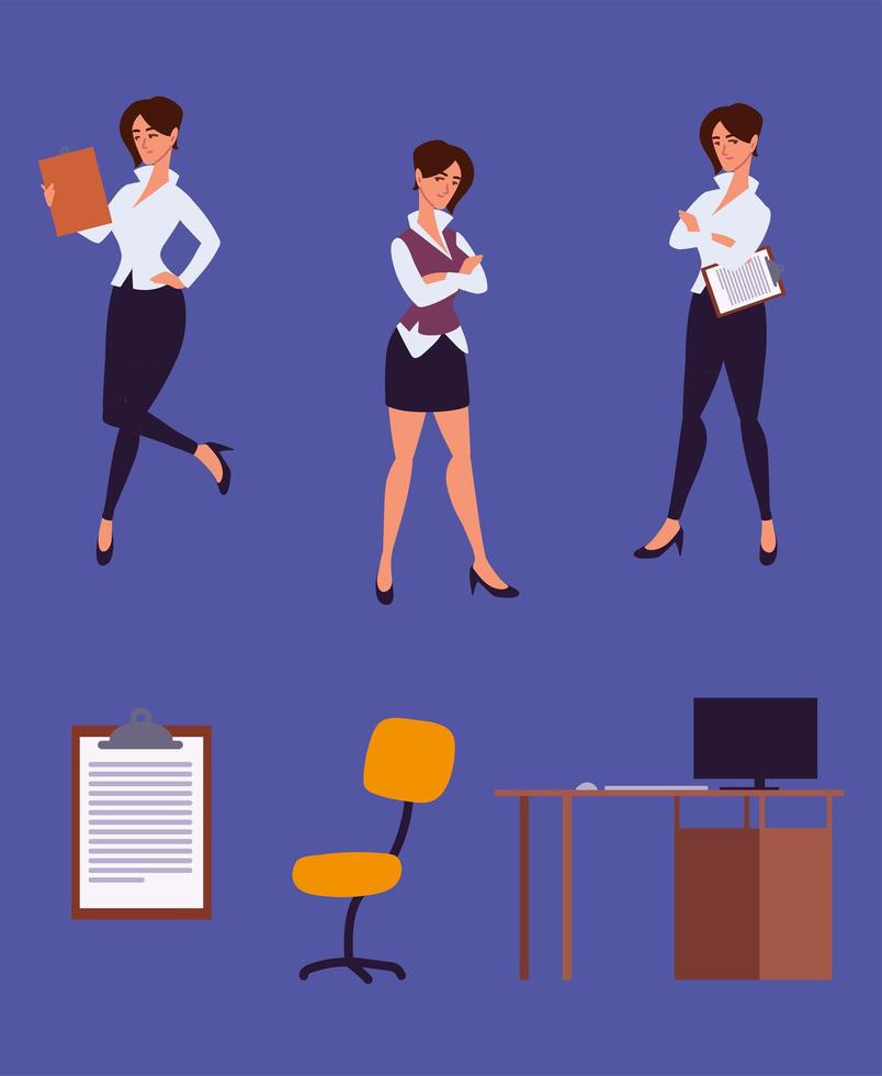 set of women employees vector