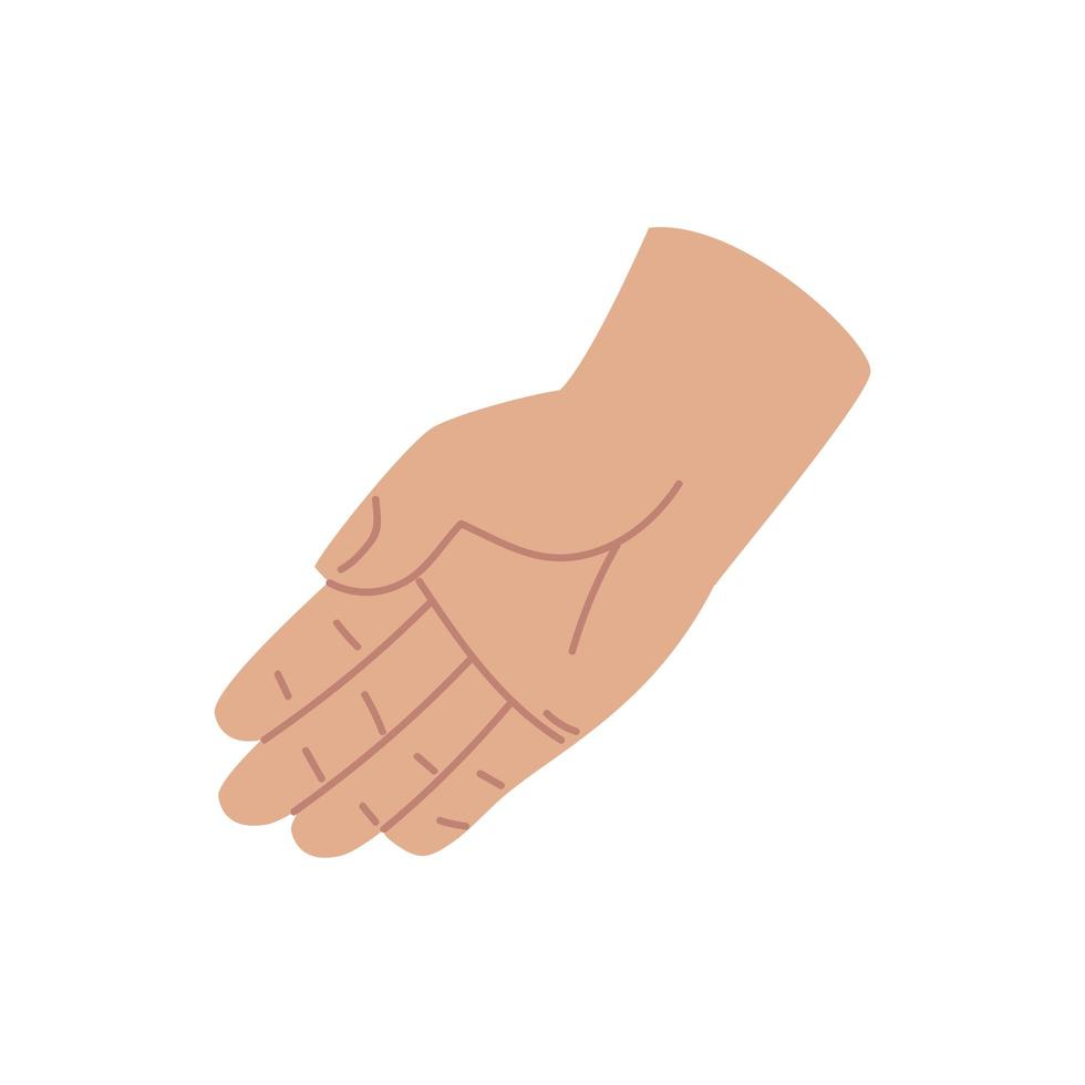 Icono de dibujos animados de palma de mano humana diseño plano y aislado vector