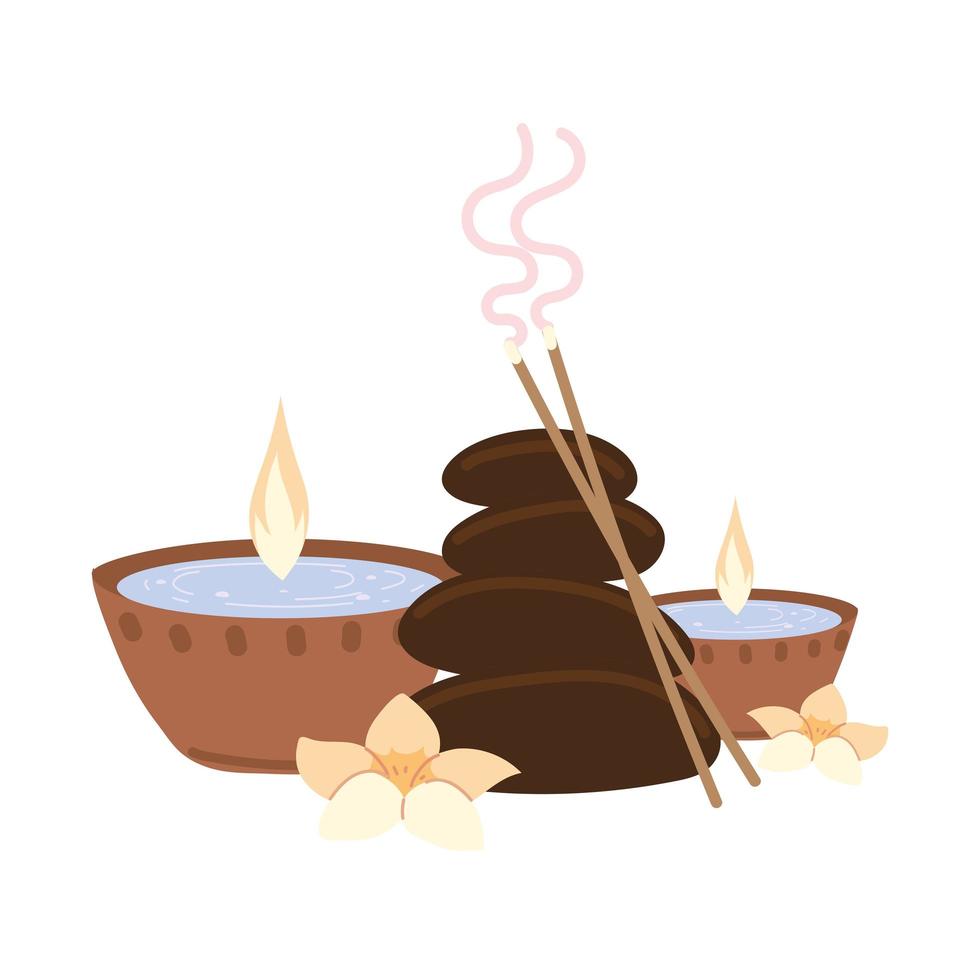 velas y piedras de spa vector