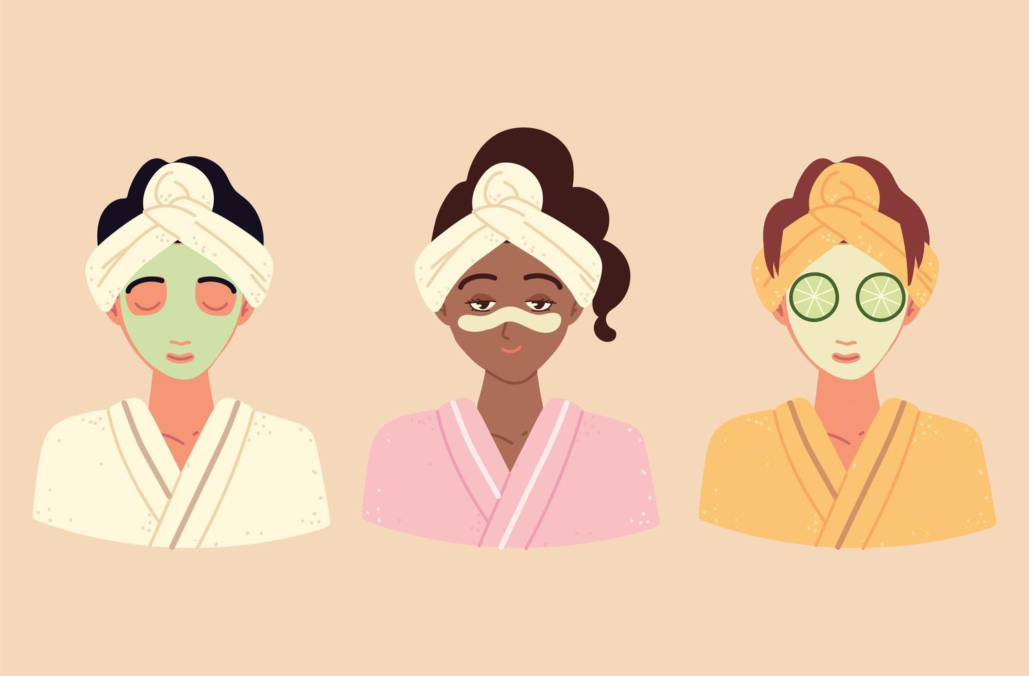 spa mujeres en mascarillas vector