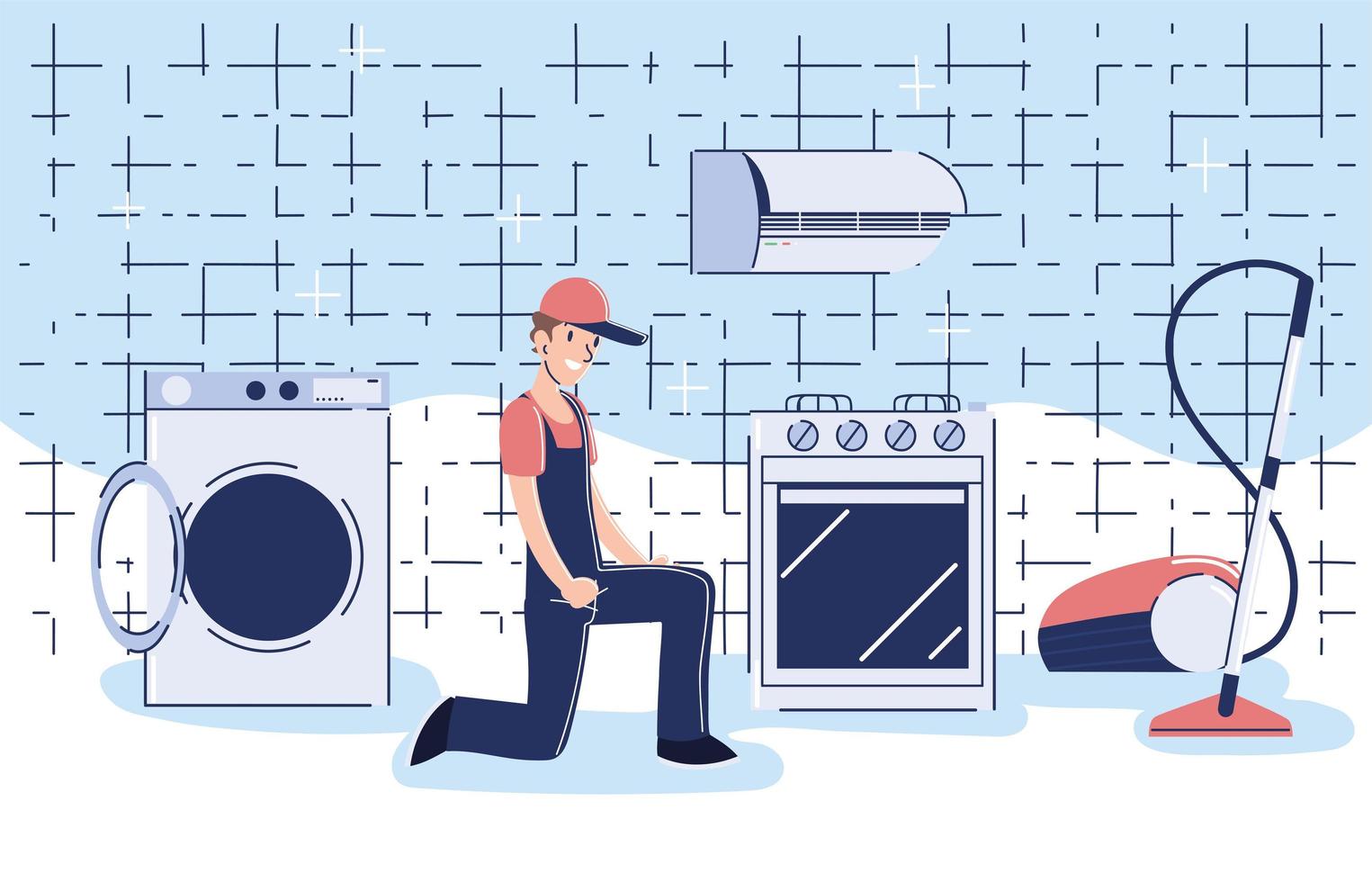 male technician at home vector