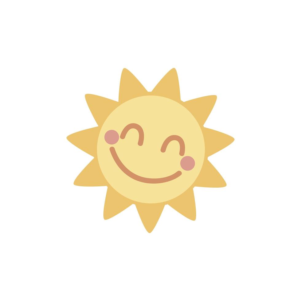 cartoon sun summer icon isolated and flat image vector