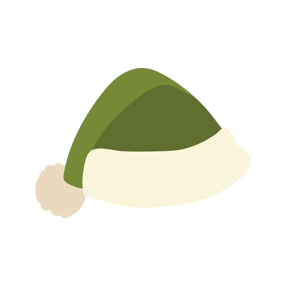 green winter hat warm accessory icon white background vector