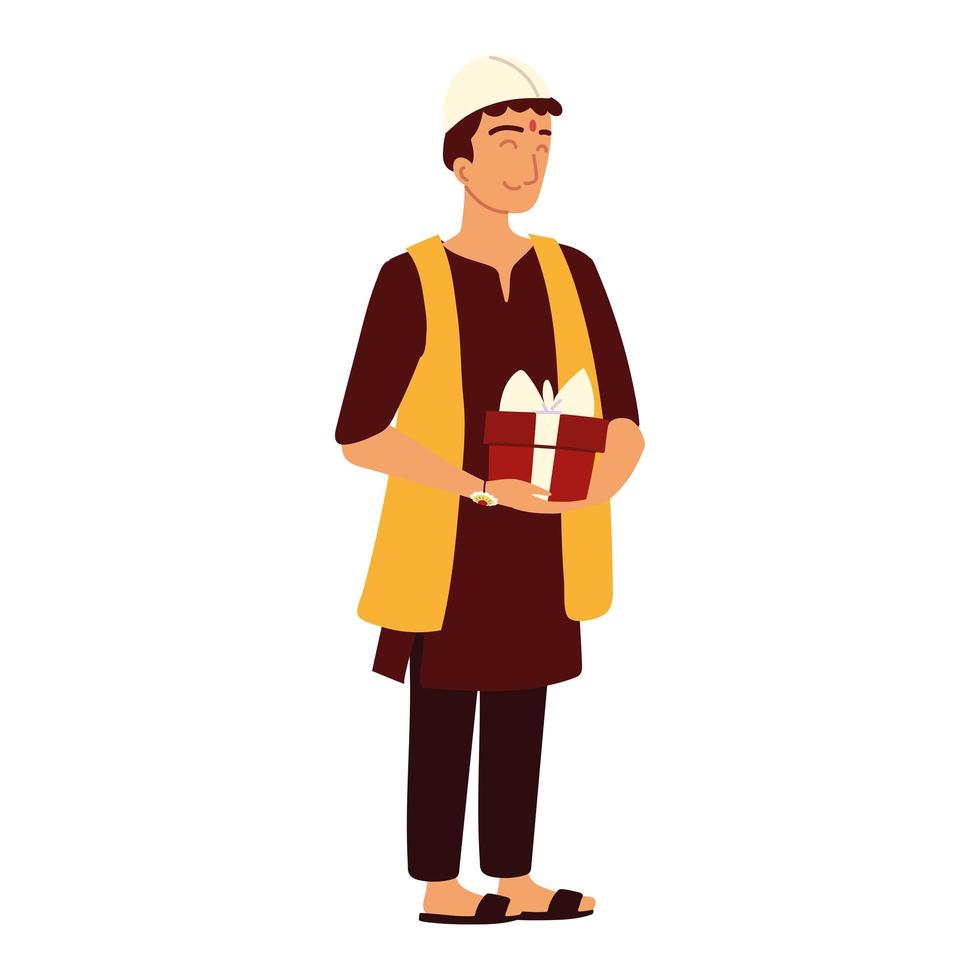 indian man with gift vector