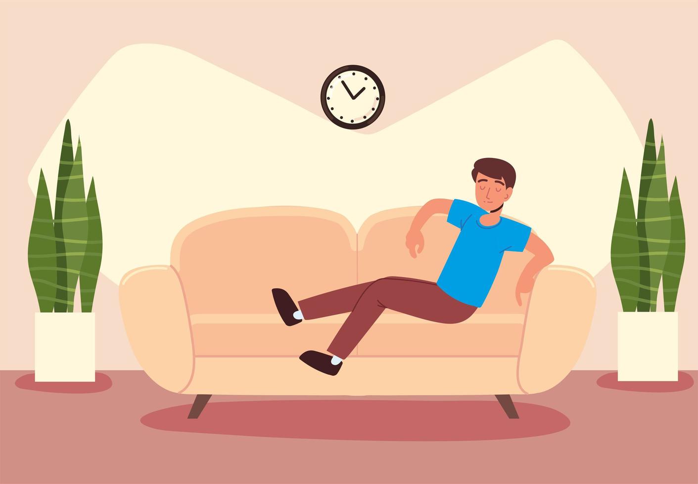 man sitting on sofa vector