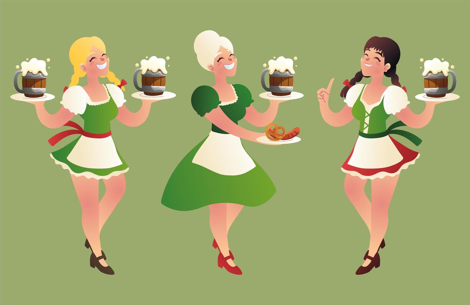 set of bavarian women vector