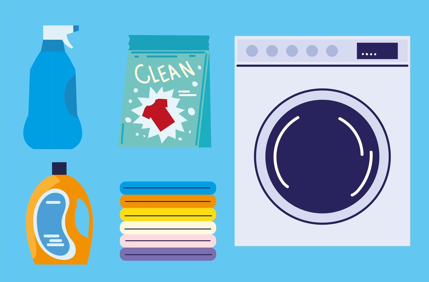 laundry clothes and soap icons vector