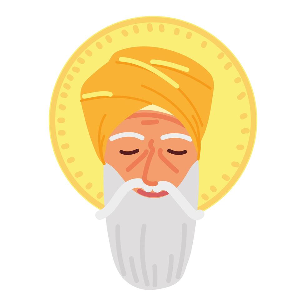 rostro del gurú nanak jayanti vector