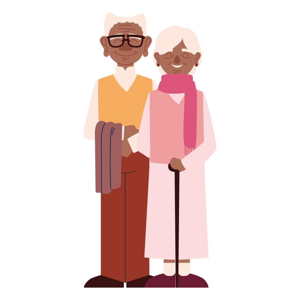 pareja de ancianos con pañuelos vector