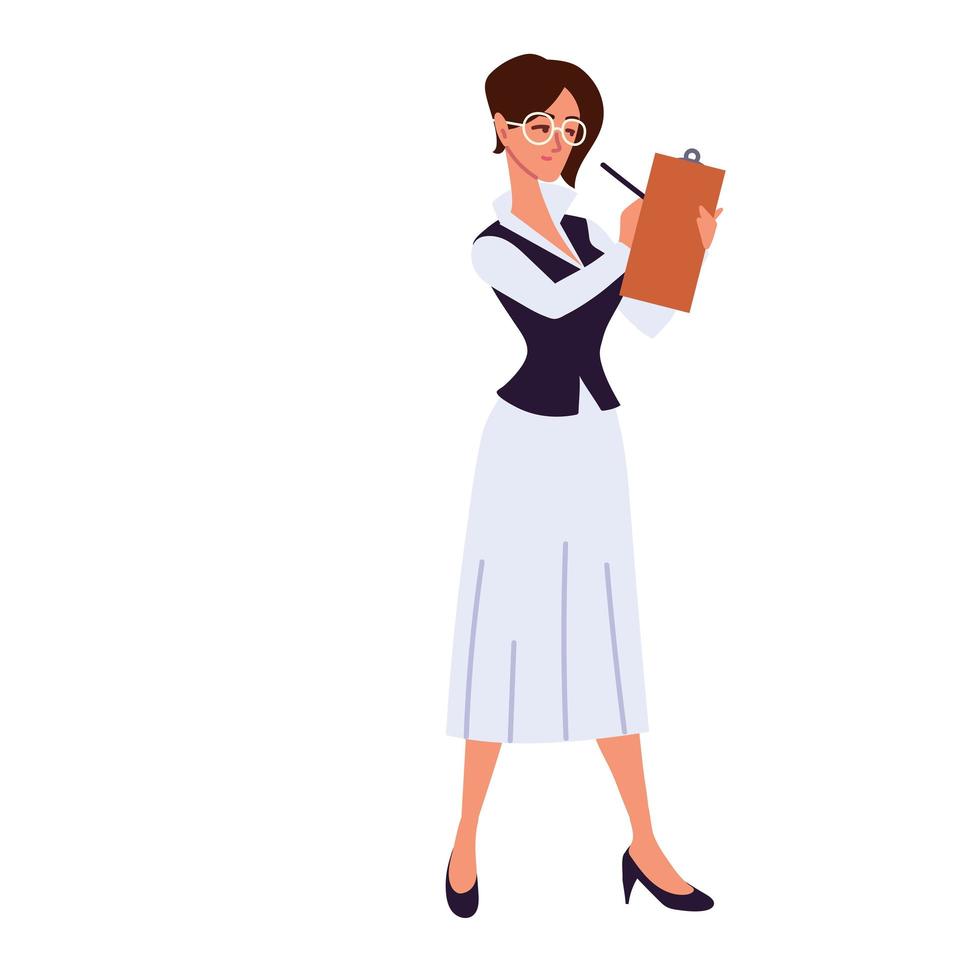 woman writing on clipboard vector