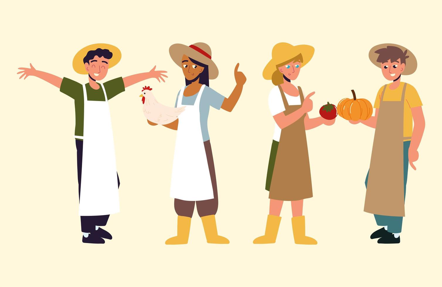 group of farmer people vector