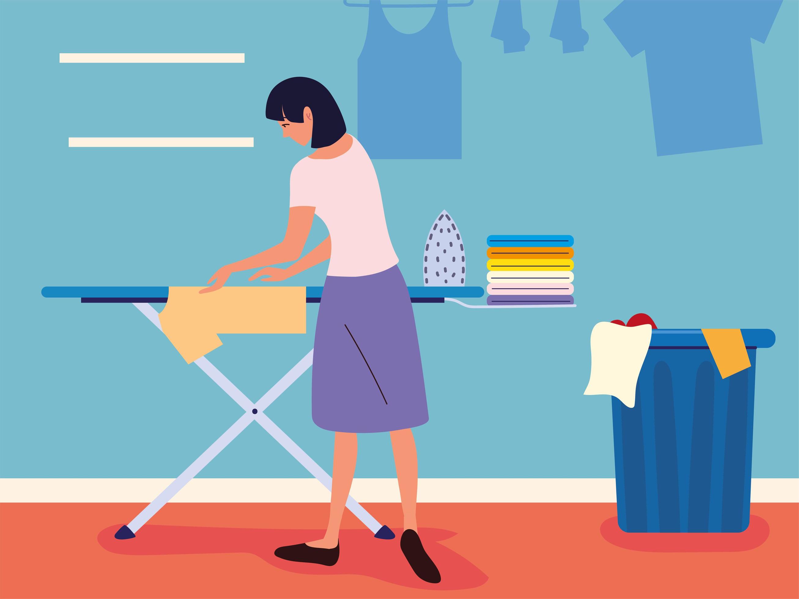 woman ironing clothes 4099955 Vector Art at Vecteezy