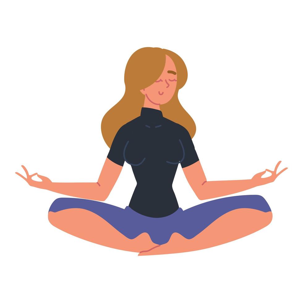 woman meditate in lotus pose vector